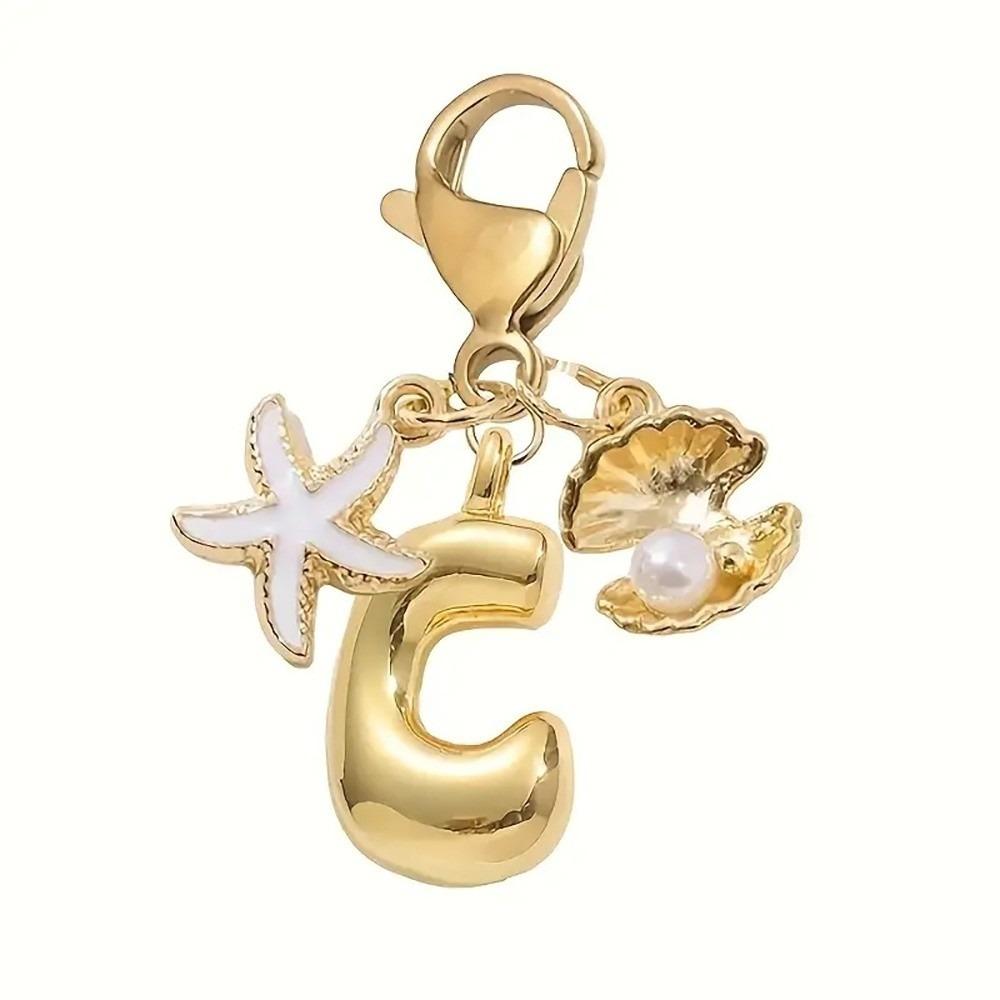 Golden 26 Letters Keychain Retro Backpack Pendant Unisex Bag Charm Friends