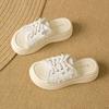 Pantofole da donna cool con tacco inclinato 2025 estate nuove pantofole da spiaggia romane piattaforma studentesca bocca di pesce tela scarpe da donna