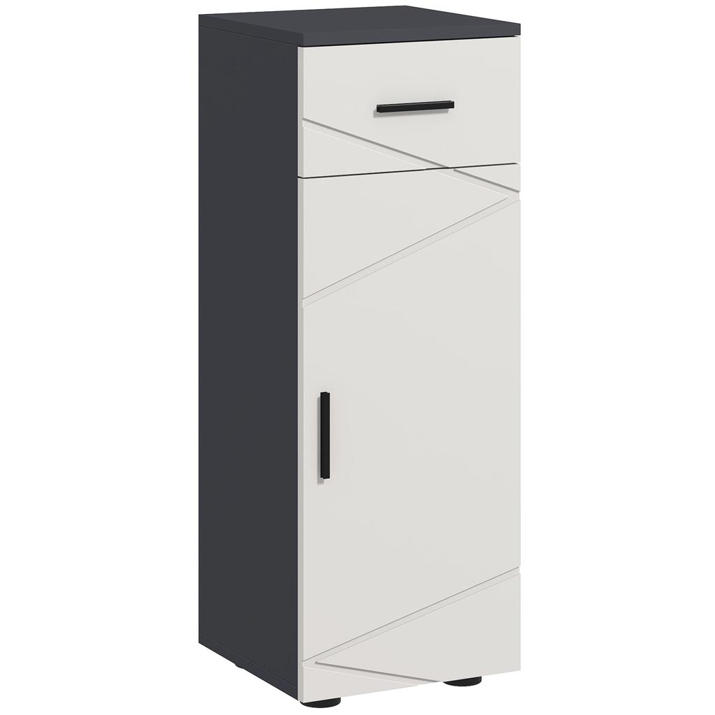 Chipboard Bathroom Cabinet with Drawer and Adjustable Two-Tier 30x30x82cm. Gray