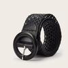 Round Buckle Waist Belt Straw Braided Belt Retro Woven Waistband  for Holiday