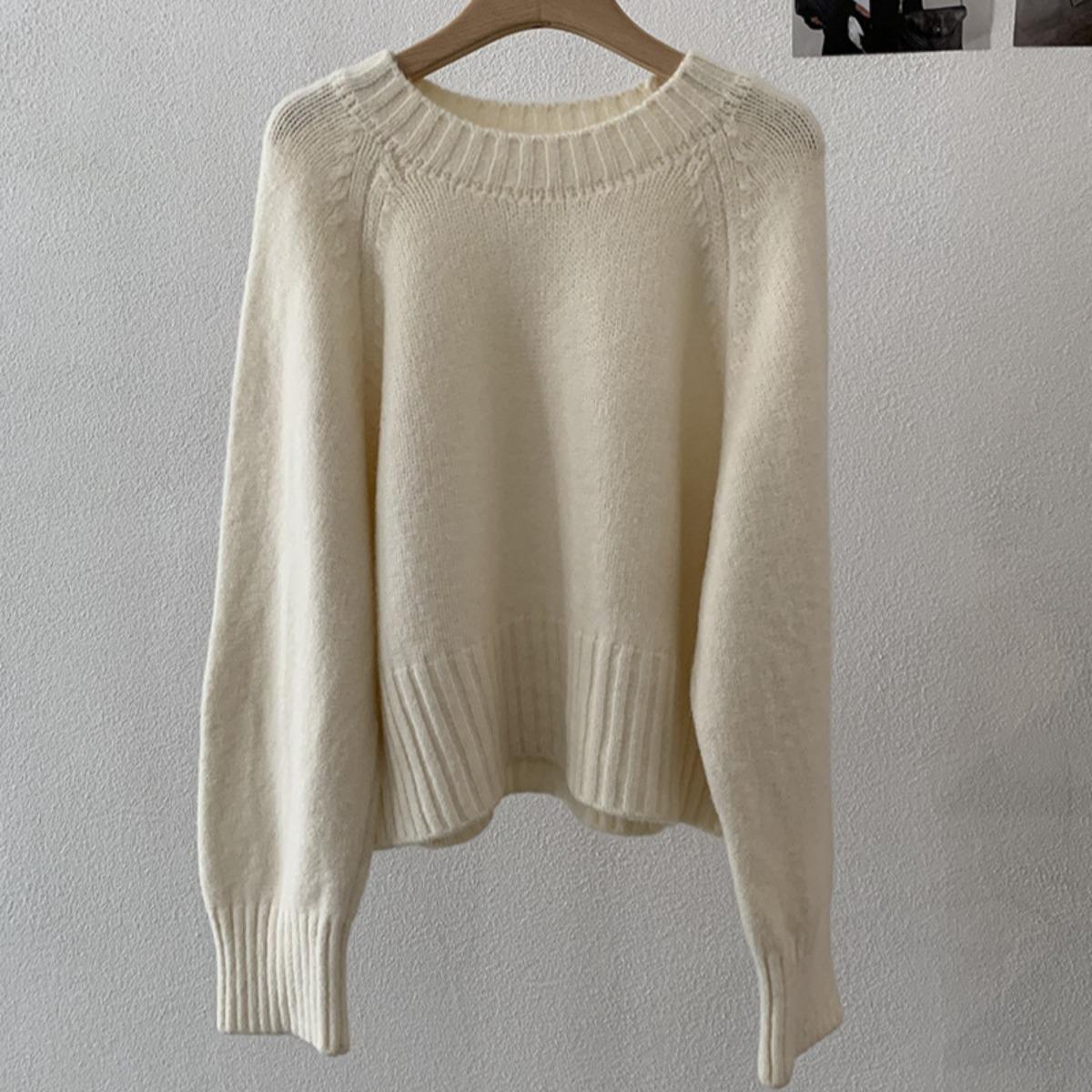 

Жіночий, Рукав реглан, Трикотаж, Переднє плече, Светр, З довгим рукавом, Теплий топ One Size бежевий