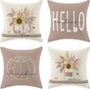 Autumn Pumpkin Maple Leaf Letter Printed Linen Pillow Case Thanksgiving Ambience Decorative Living Room Sofa Backrest Cushion