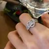 Huitan Luxury Heart Love Jewelry Ring Women Gorgeous Bridal Accessories with Brilliant Zirconia Delicate Wedding Band for Female