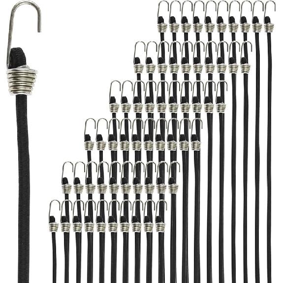 60 шт. тросов для банджи с крючками, 10-дюймовый устойчивый к погодным условиям трос для банджи, прочный шнур для багажа для кемпинга, эластичный трос для банджи для каякинга на открытом воздухе,