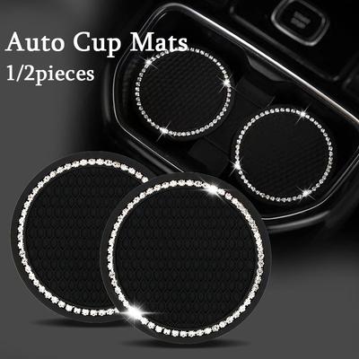 1/2 Stück Auto Anti-Rutsch-Getränkeuntersetzer Diamant Strass Bling Dekoration Auto Innenraum Becher Flasche Anti-Rutsch Gummi-Matte