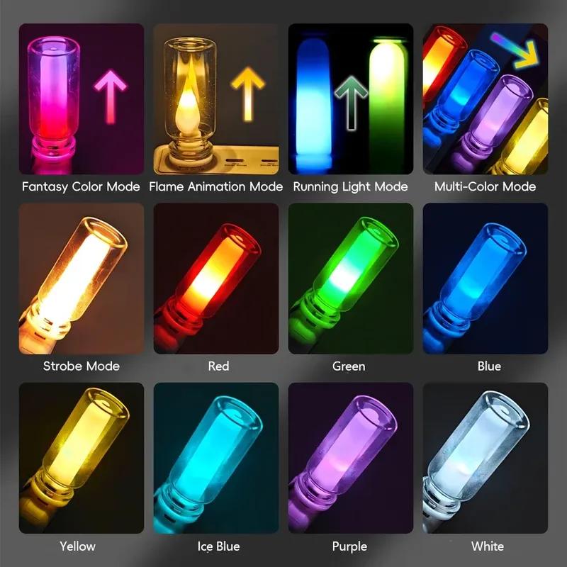Rainbow Color Car USB LED Atmosphere Light Universal 5V Retro Candle Style Incandescent Bulbs Car Decoration Lamp