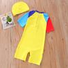 UPF50+ Boys' Cartoon One-Piece Swimsuit for Kids - Sun Protection for Hot Springs & Pools