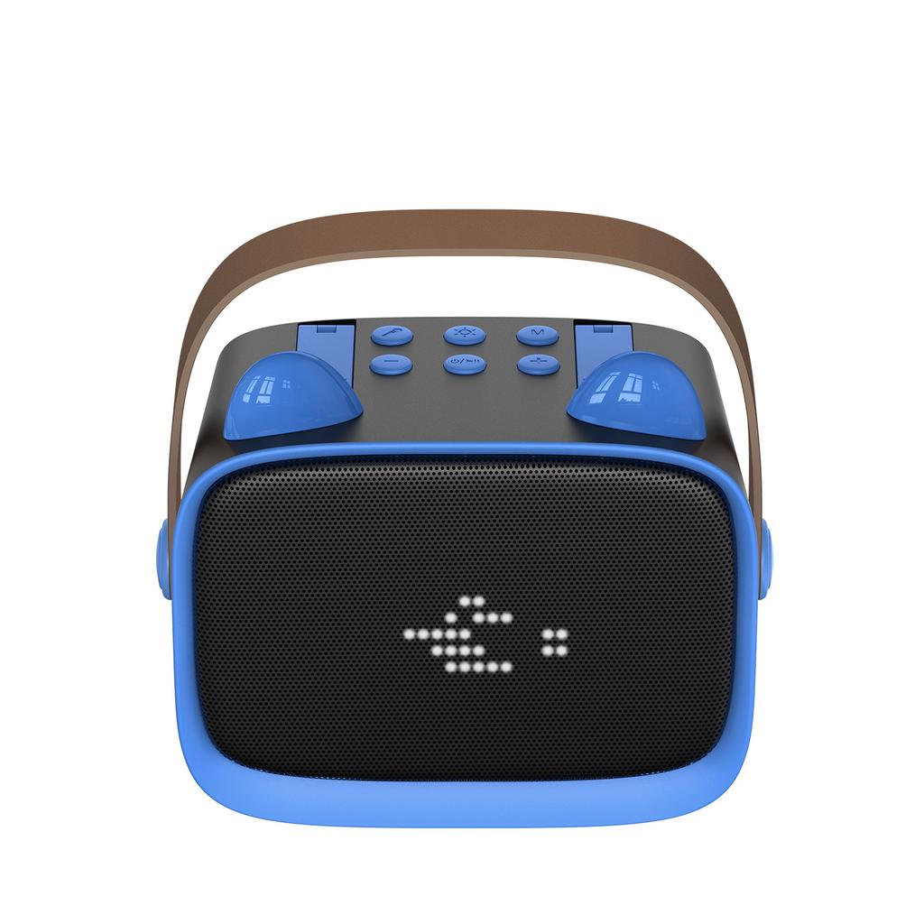 Kids Karaoke Speaker with 2 Mics Colorful Lights Support Noise Reduction BT for Smartphone