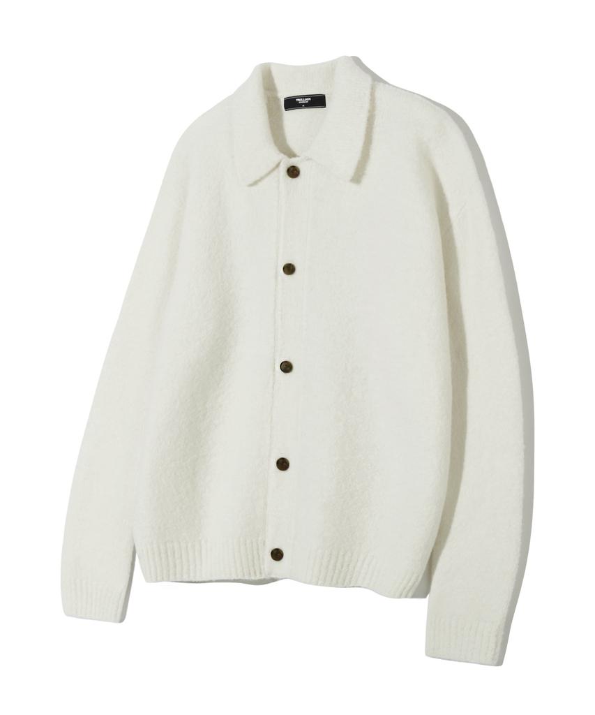 Trillion Wool Boucle Collar Cardigan Knit (Ivory)