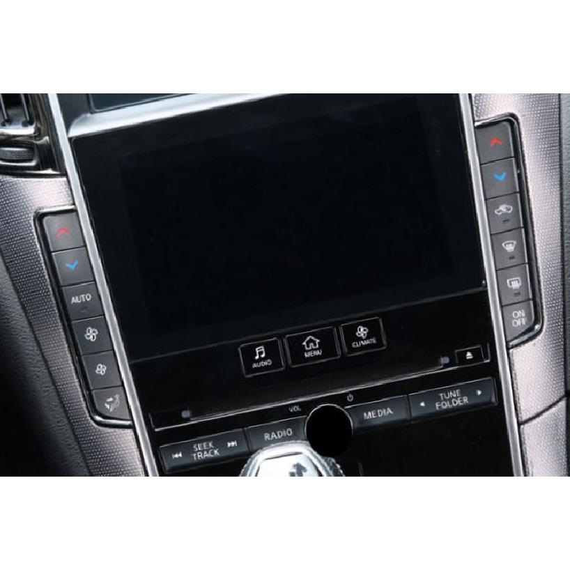 For Infiniti Q50 2014-2023 Black Steel Console GPS Screen Side AC Button Strip