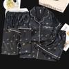 Women's Ice Silk Pajama Set: Built-in Bra, Silver Cinnamon Dog & Cat Top, Shorts & Long Pants