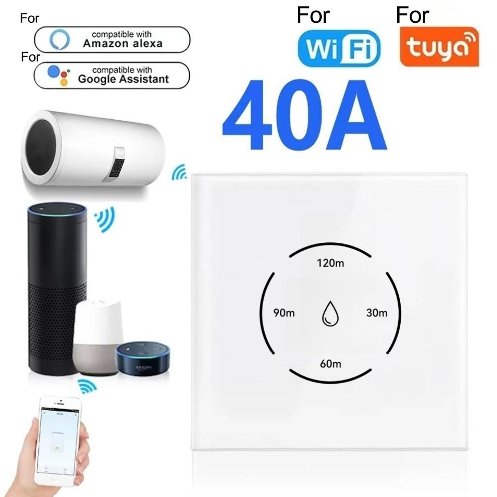For Tuya WiFi Smart Boiler Switch 40A Water Heater Control Panel with Voice Activation for Alexa and Remote App