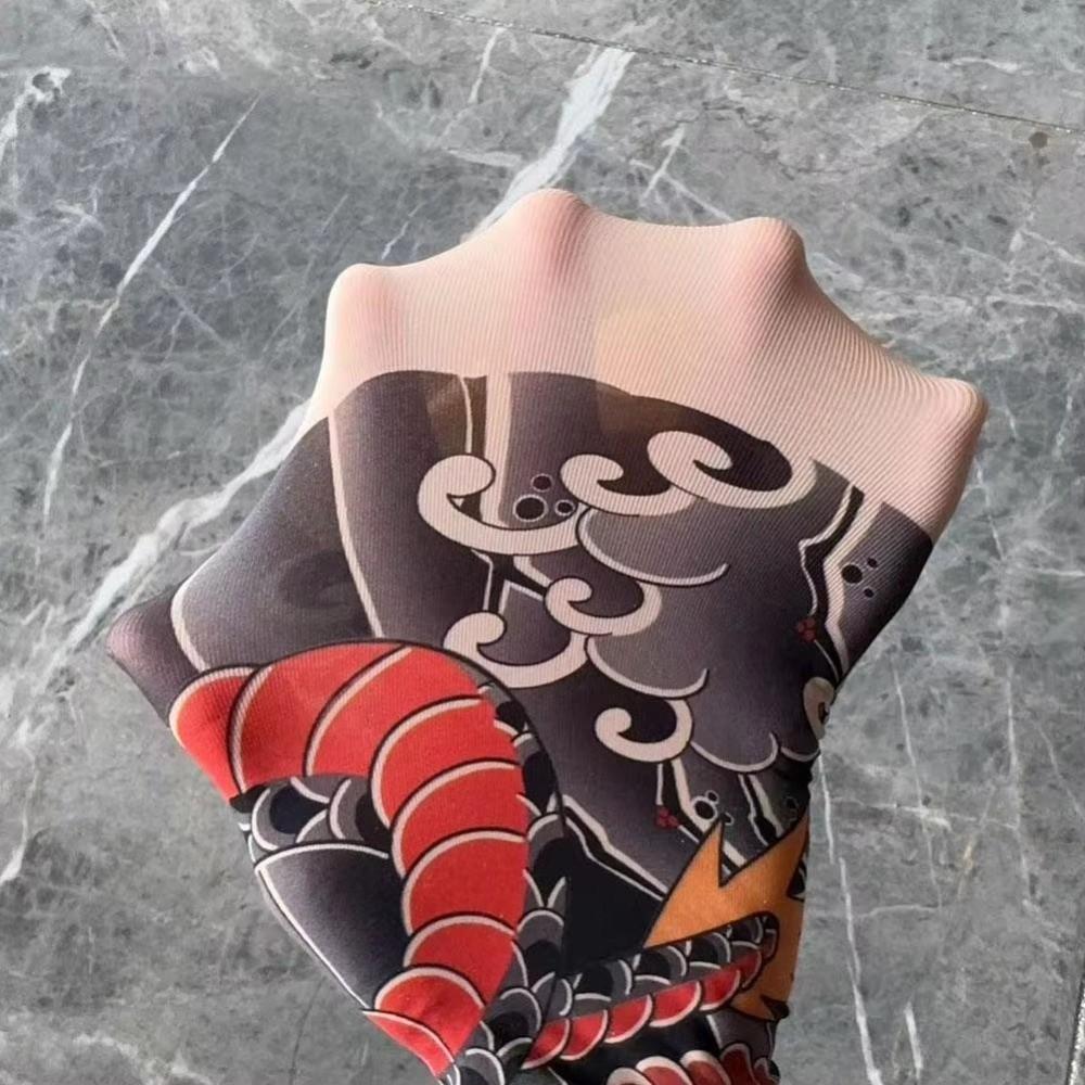 Volle Beine Fake Tattoo Socken Bedruckte Strumpfhosen Sonnenschutz Angeln Elastische Socken Cool Personalisiert Fahren Japanisch Sexy Strümpfe