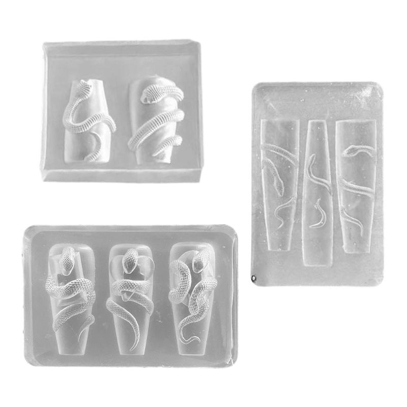 

3Pieces Sturdy Silicone Nail Molds Featuring Detailed 3D Snake Patterns Nail Art Tools For Custom Nail Art Creations 1