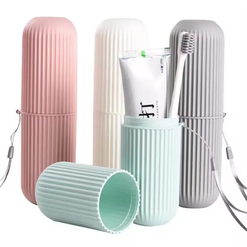 Travel Portable Toothbrush Cup Bathroom Toothpaste Holder Storage Case Box Organizer Toiletries Storage Cup Bathroom Accessories