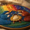 Needlework Gift for Family Nativity DIY Embroidery Kit, Manger Scene Hand Holiday Art Project Christian Needlepoint Craft Kit Beginners, Religious