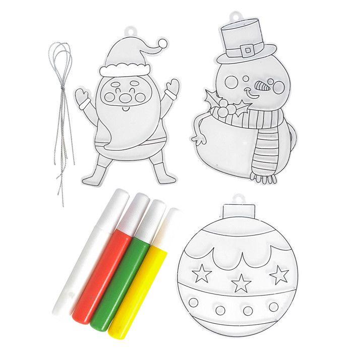 Christmas Crystal Decorations To Color + 4 Tubes of Paint from 9 To 12 Cm