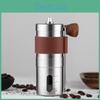 Grinder Coffee With Manual Hand Ceramic Burr Mill Adjustable Grind Stainless Steel Body Wood Holder