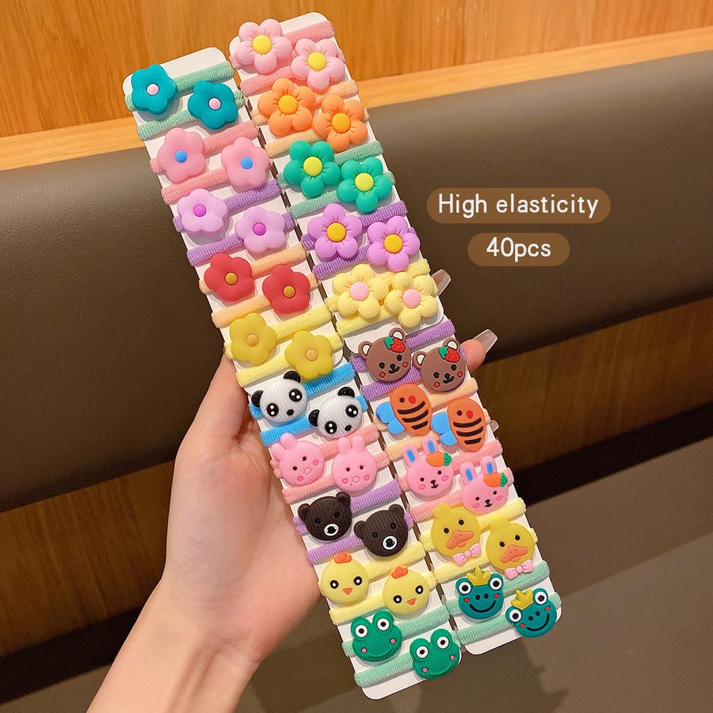 40 cute cartoon rubber bands and sweet wind-driven hair accessories suitable for daily use