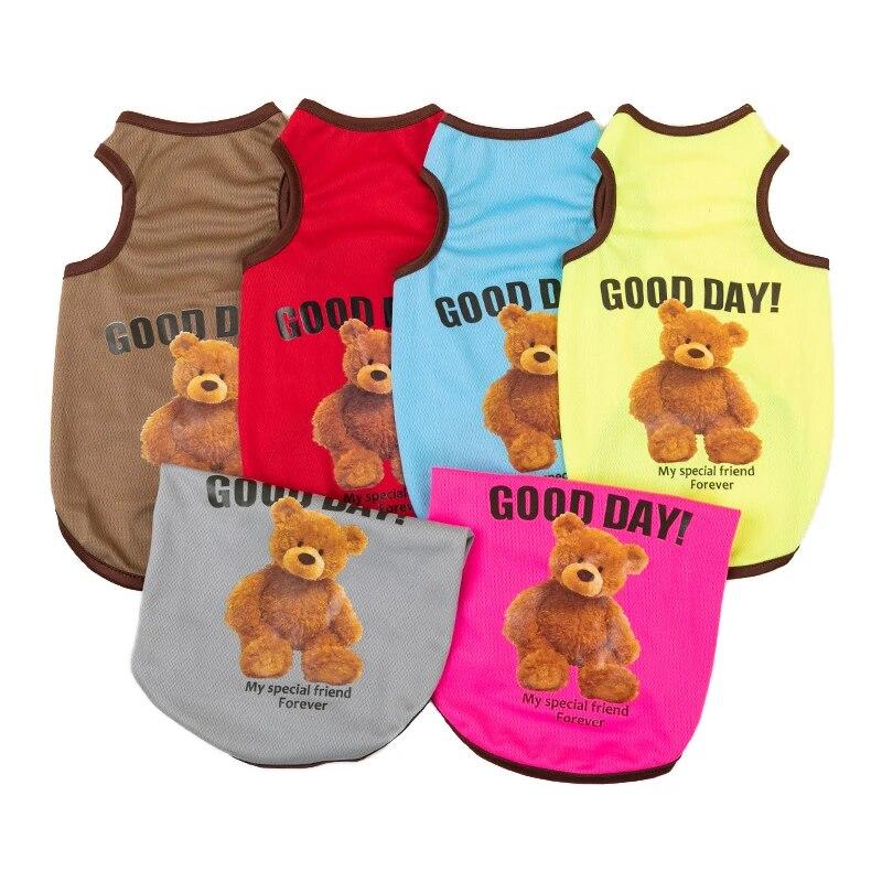 Kamizelka dla małych psów Ubranka Wiosna Lato Szczeniak Kot Bez rękawów T-shirt z nadrukiem misia Chihuahua Teddy Kostiumy Akcesoria dla zwierząt