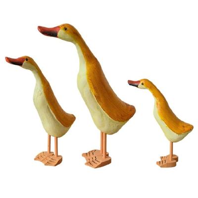 Hand Carved Wood Duck Figurine Statue Nauticals StyleAnimal Sculptures Collectibles Ornament for Office Home Decors