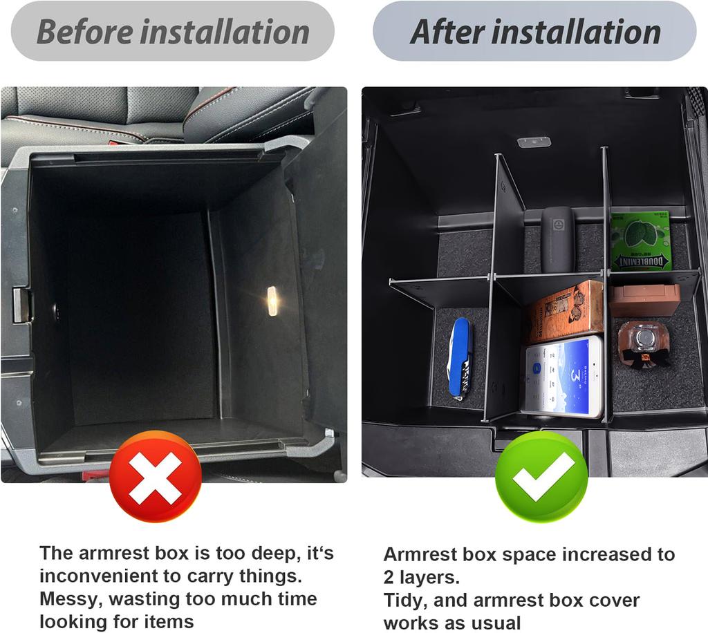 Center Console Dividers for Ford F250/350/450 2025-2025 Center Console Organizer Armrest Storage Box Dividers Tray  Accessories