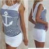 Vest Anchor Stripe Dress Sleeveless Tops Oneck Hooded Sexy Bodycon Mini Dresses