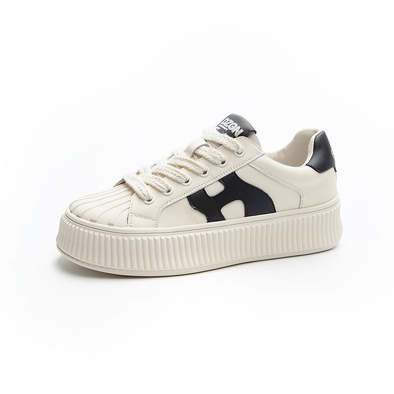 Little white shoes women's autumn and winter new shell head platform biscuit shoes versatile four seasons sports style casual board shoes flat shoes