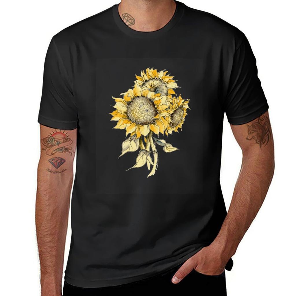 Yellow Sunflowers TShirt Cute Tops Blanks Designer T Shirt Men