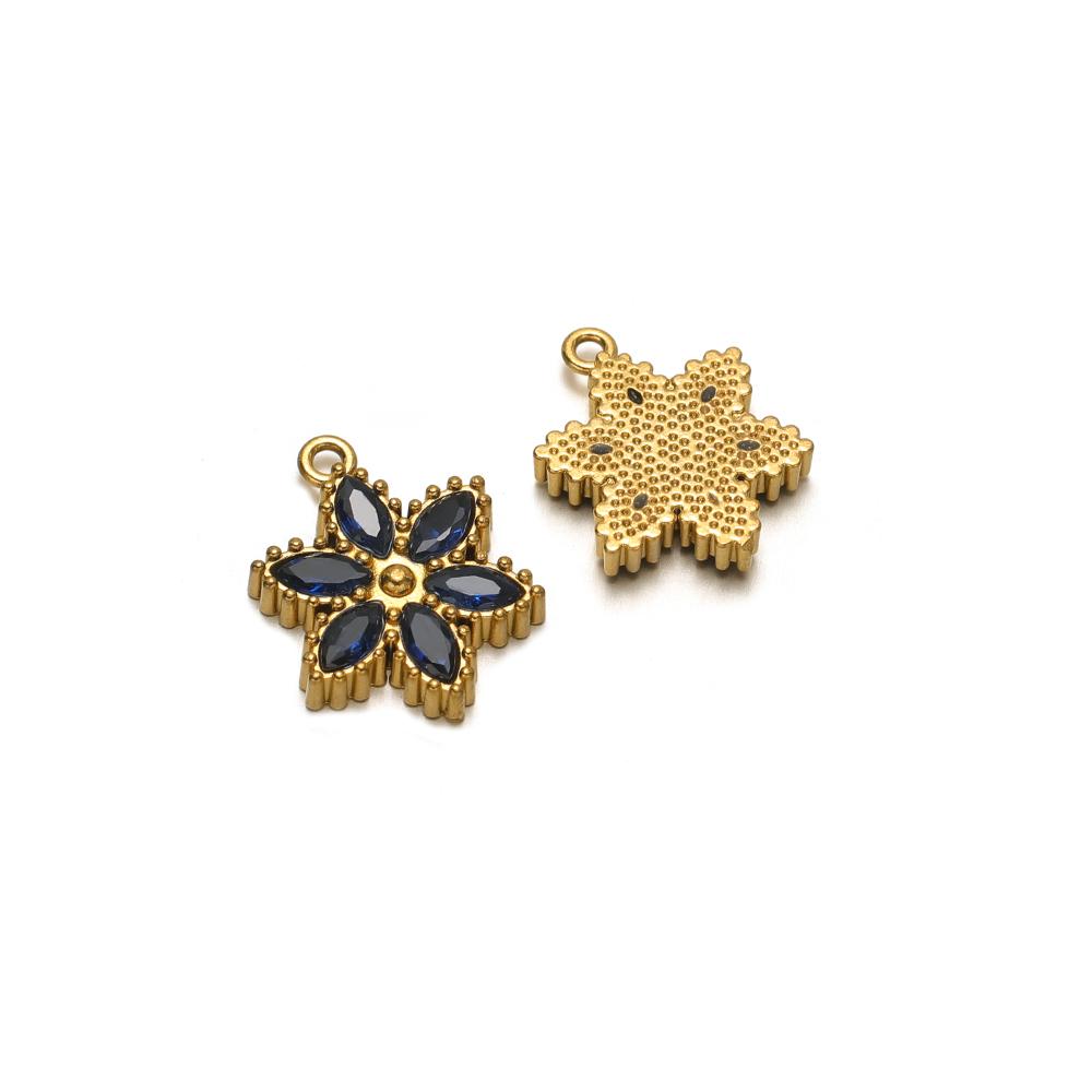 5pcs Stainless Steel Star Snowflake Zirconia Flower Charms for DIY Jewelry Findings Necklace Pendants Bracelet Earrings Making