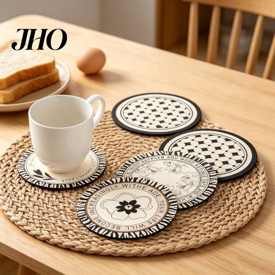 High Temperature Coaster Retro Diatomite Heat-Resistant Placemat Quick-Dry Absorbent Mat for Zebra Pattern Cups Mugs Bowls Non-Slip Reusable