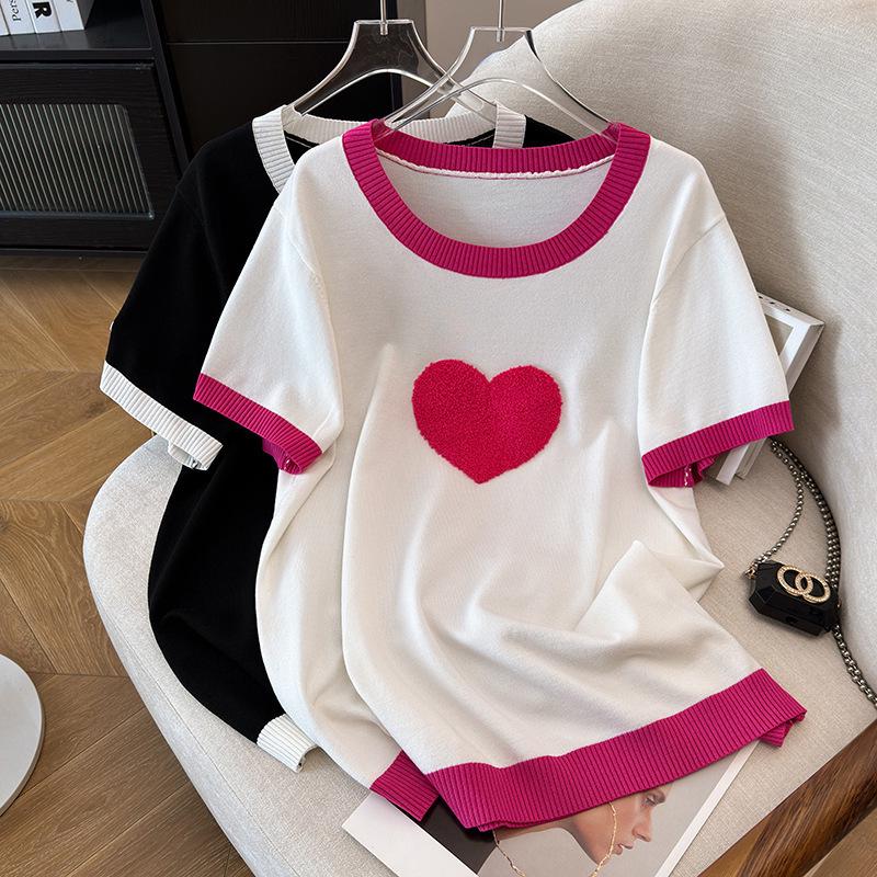 Plus Size Women s Summer Ice Silk Knit Slimming Short Sleeve T-shirt 2XL