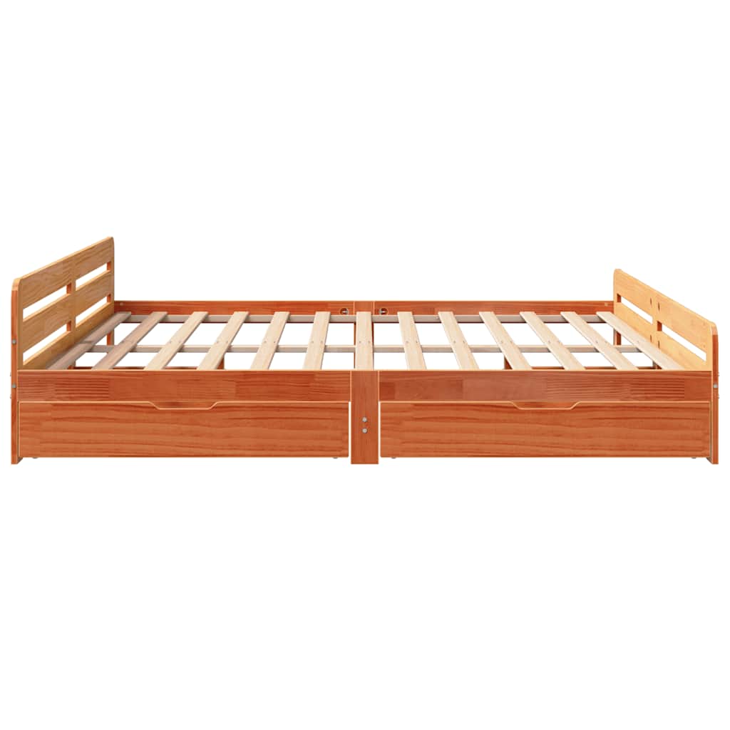 Solid Wood Bed Without Mattress Wax Brown 180x200 Cm Pine Wood