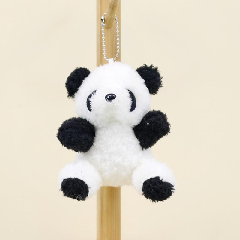 Adorable Curly Panda Plush Toy Keychain Soft Coral Fleece Stuffed Animal