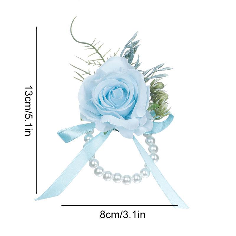 1 pz Fiore Artificiale Accessori Matrimonio Corsage da Polso Bottoniera Matrimonio Braccialetti per Damigelle Rose di Seta