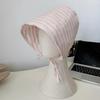 Ins Niche Striped Balaclava Hat Bucket Hat Showing Face Small Versatile Face Covering Bucket Sunscreen Hat