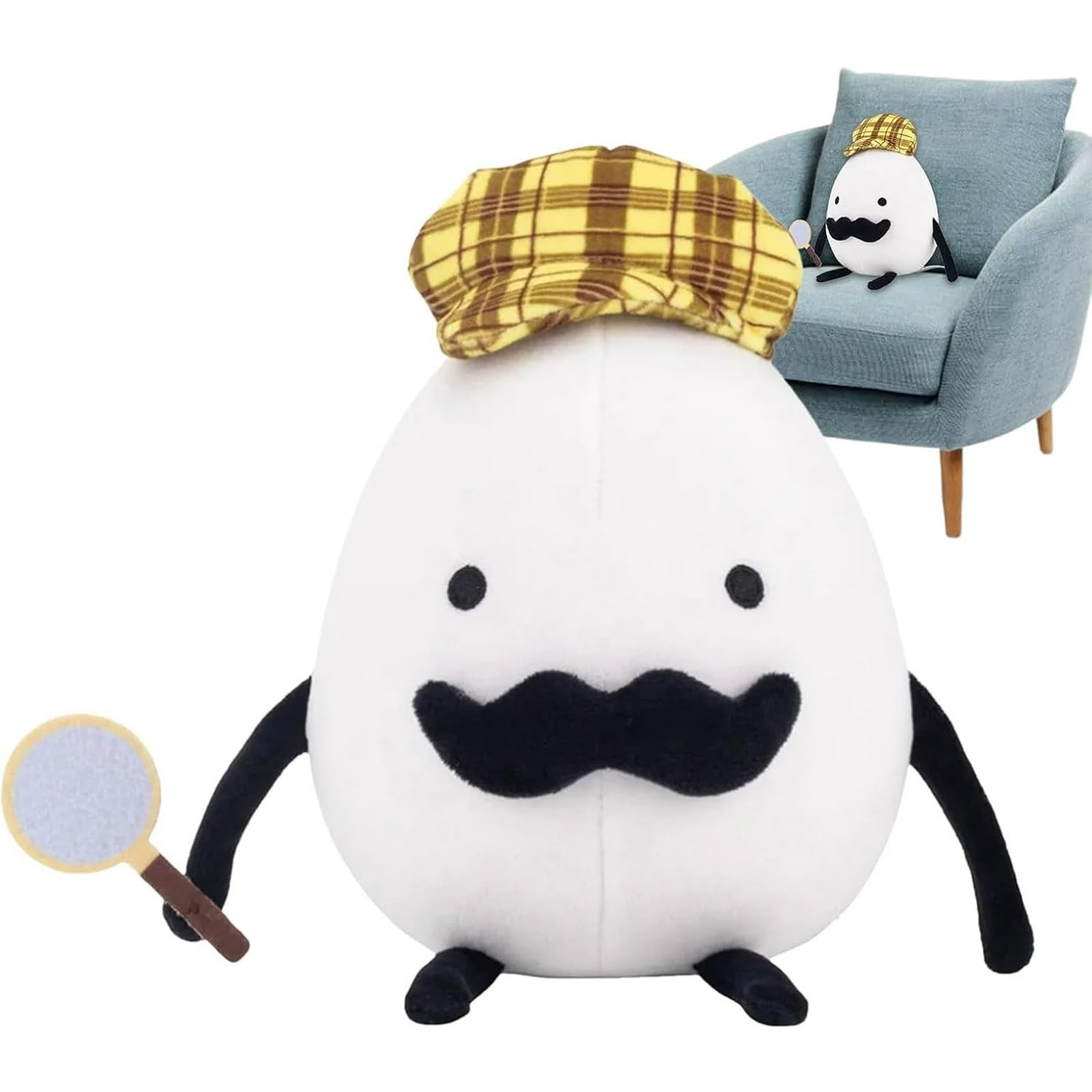 

Detective Egg Plush Toy, Cartoon, Funny, Decoration, For Bed, Sofa, Room Decoration, Backrest, Prop, Game Lover, Gift, Height Approx. 24cm