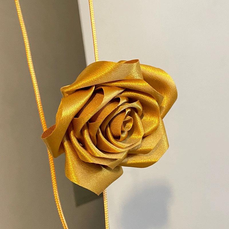 Vintage Rose Satin Flower Necklace & Hairband Choker - Versatile Women's Waist Accessory