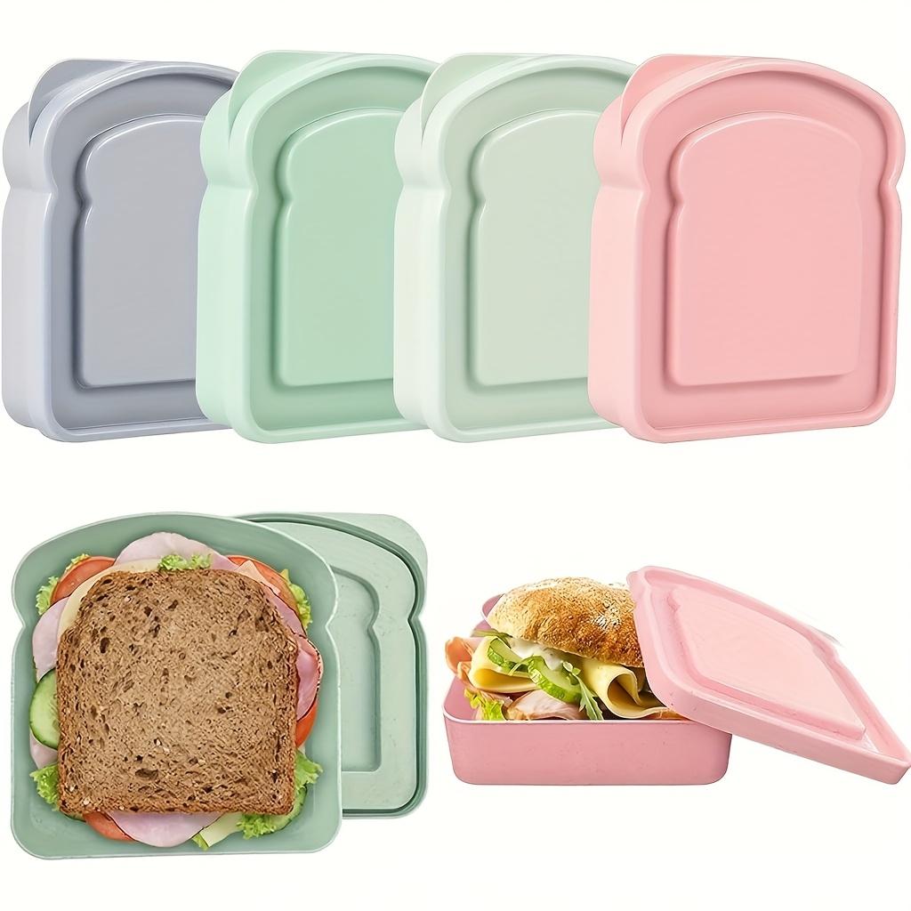 

1Pc Toast Shape Food Container, Plastic Sandwich Lunch Box, Microwave Dishwasher Safe Storage for Family Adults синий