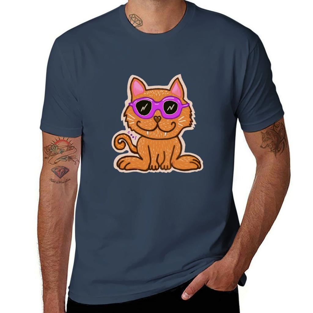 T-shirt Chat Cool t-shirts homme haute qualité marque de luxe t-shirts en coton homme 100 T-shirt