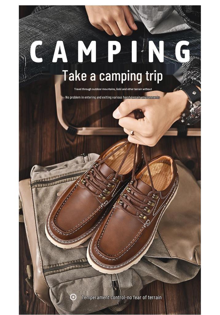 Men's 2023 Genuine Leather Casual Shoes - Trendy, Versatile, Thick Sole, Height Increasing, Anti-slip, Soft Sole, Lace-up