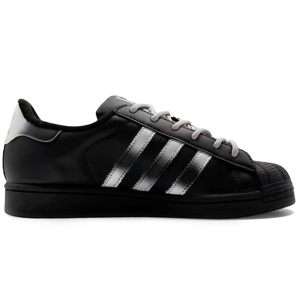 adidas Originals Superstar 2 Zapatos de Skate de Cuero Caña Baja Unisex Negro Plata JI0079(Equipo1284-S)