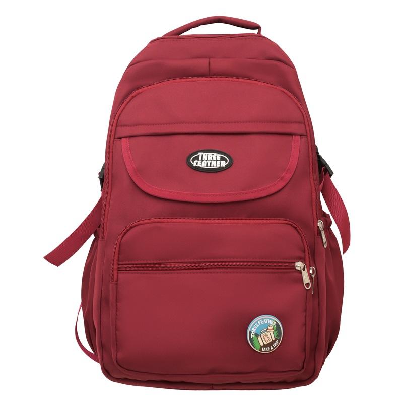 Tooling multi-pocket locomotive student schoolbag Korean version of trendy cool large-capacity junior high school student backpack with pendant красный