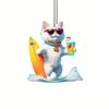 Dog Acrylic Whimsical Scooter Animal Hanging Decor Great For Christmas And Auto Charm