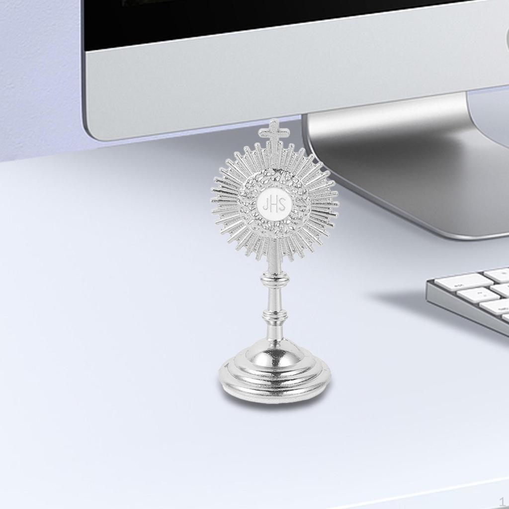 Standing Crucifix Car Ornament Catholic Figurine with Base Table Cross for Chapel Christian