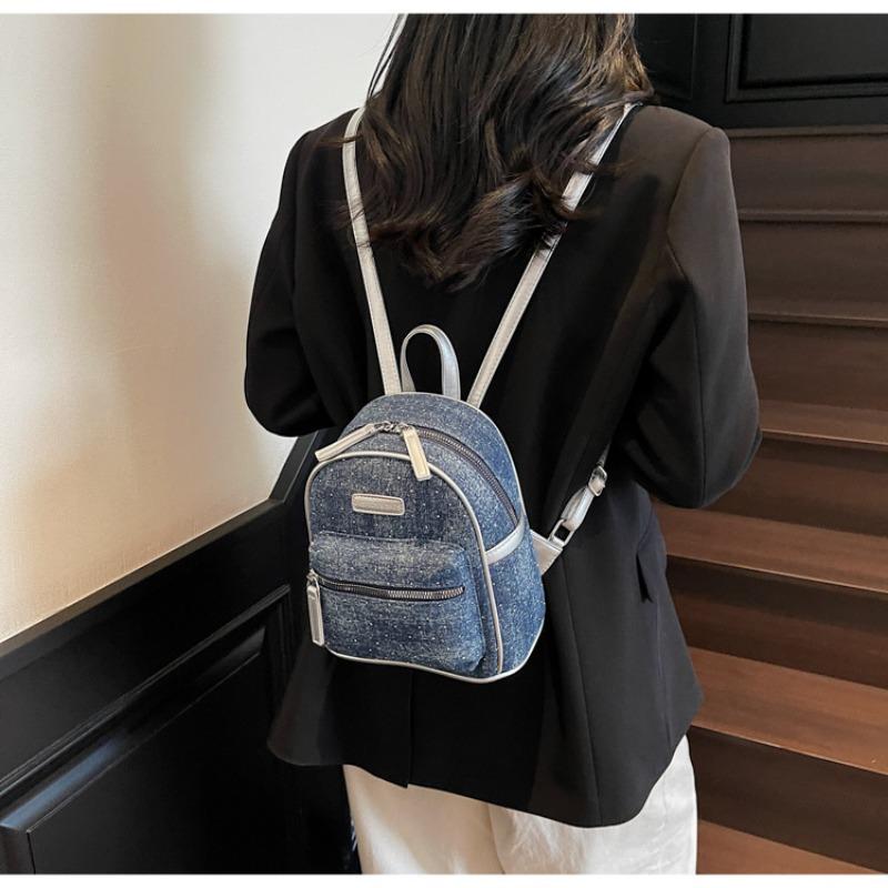 Retro Denim Backpack Large Capacity Women's Versatile Schoolbag Fresh Simple High Value Women's Backpack