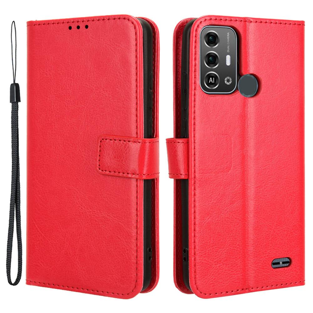 

For ZTE Blade A53 Pro Case Leather Phone Cover with Wallet Stand Red