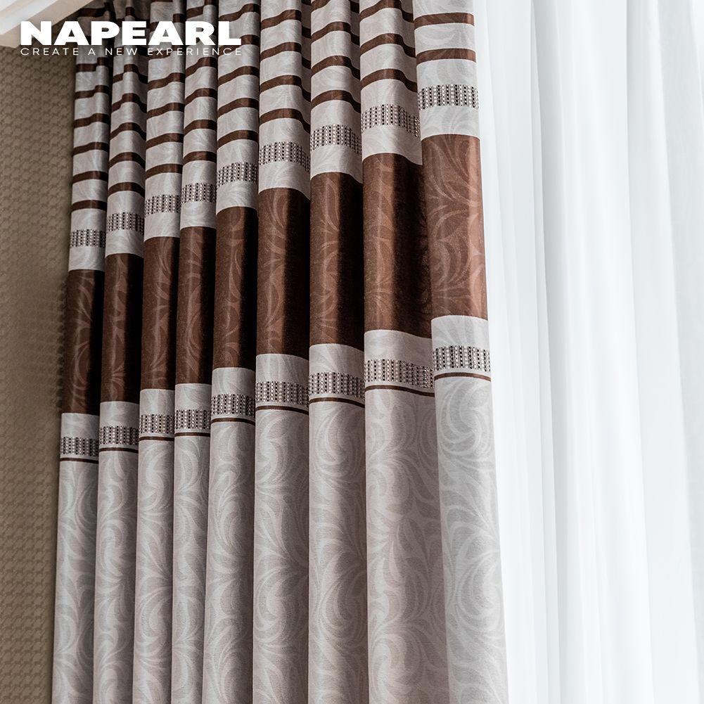 

1 шт. NAPEARL 70% затемняющие занавески в европейском стиле модный дизайн коричневая полосатая драпировка для спальни для оконного домашнего декора — тип кольца W100cm x L260cm коричневый