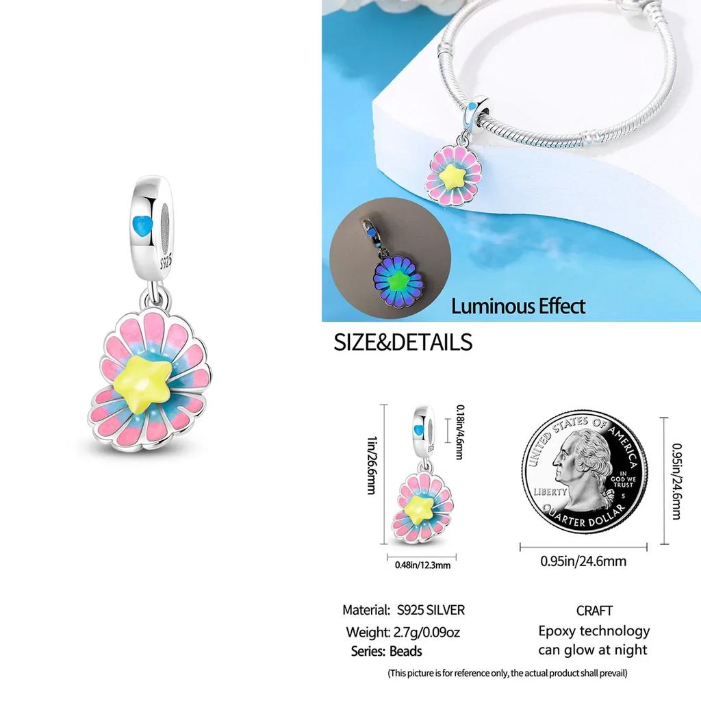 Colorful Copper Blue Glow-In-The-Dark Murano Princess Glass Beads Fits Original Bracelet Jewelry Set Accessories