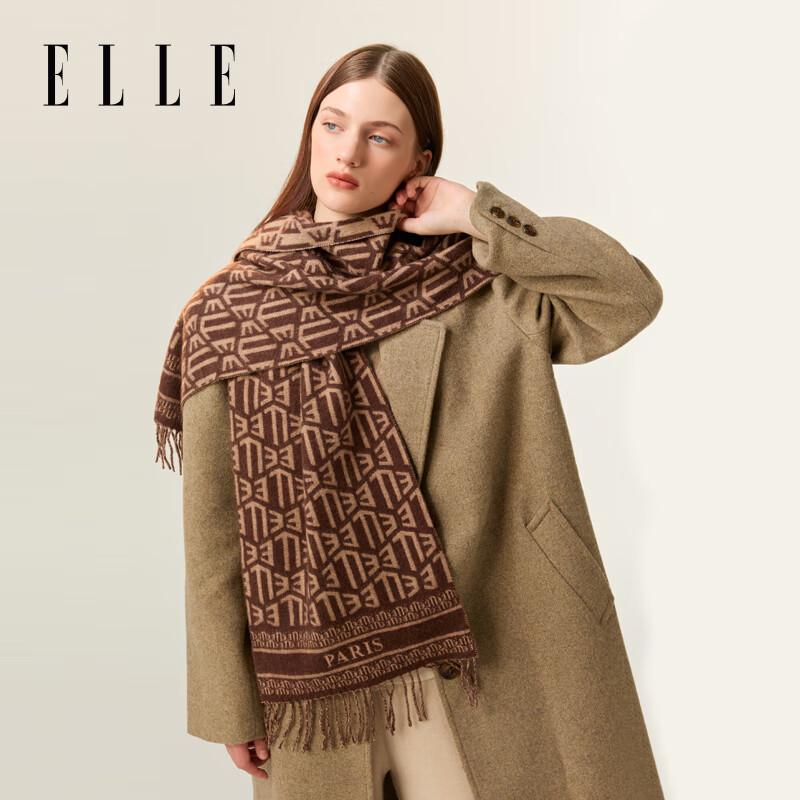 ELLE Classic Logo 100% Wool Scarf & Shawl